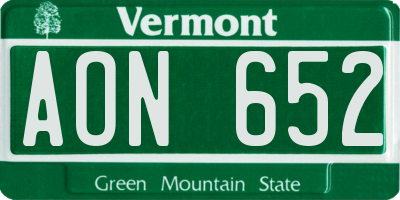 VT license plate AON652