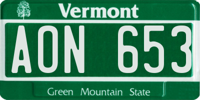 VT license plate AON653