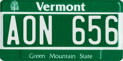 VT license plate AON656