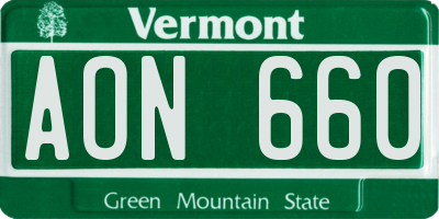 VT license plate AON660