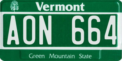 VT license plate AON664