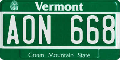 VT license plate AON668