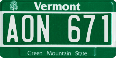 VT license plate AON671