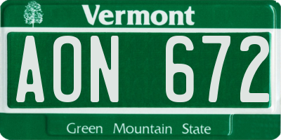 VT license plate AON672