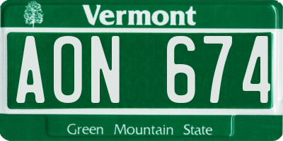 VT license plate AON674