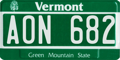 VT license plate AON682