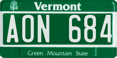 VT license plate AON684