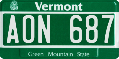 VT license plate AON687