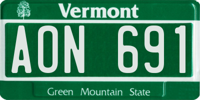 VT license plate AON691