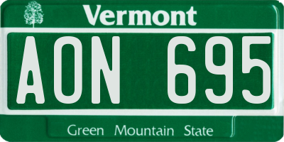 VT license plate AON695