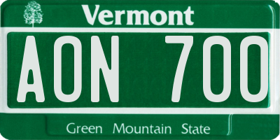 VT license plate AON700