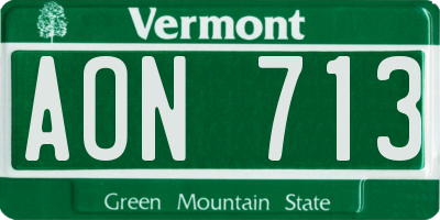VT license plate AON713
