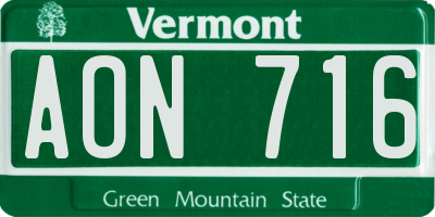 VT license plate AON716