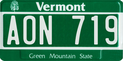 VT license plate AON719