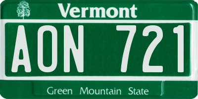 VT license plate AON721