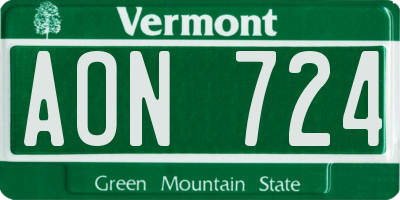 VT license plate AON724