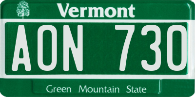 VT license plate AON730