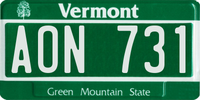 VT license plate AON731