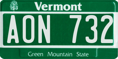 VT license plate AON732