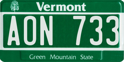 VT license plate AON733