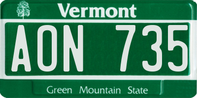 VT license plate AON735