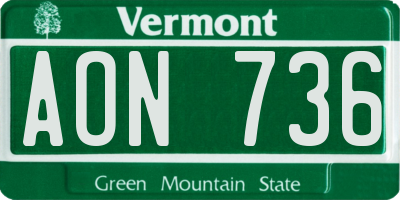 VT license plate AON736