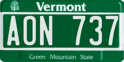 VT license plate AON737