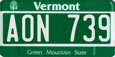 VT license plate AON739