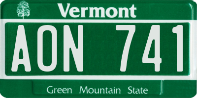 VT license plate AON741