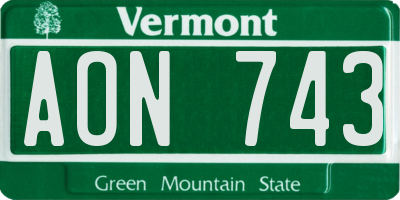 VT license plate AON743
