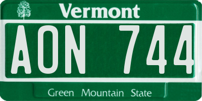 VT license plate AON744