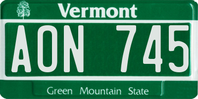 VT license plate AON745