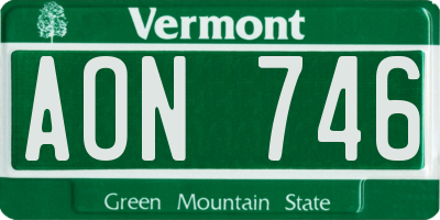 VT license plate AON746