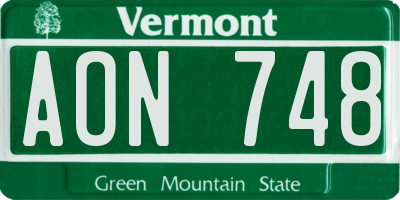 VT license plate AON748