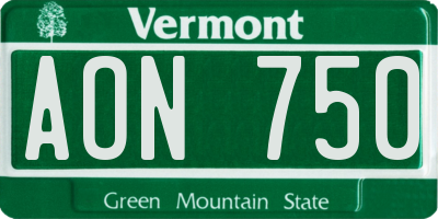 VT license plate AON750