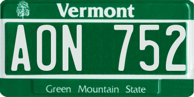 VT license plate AON752