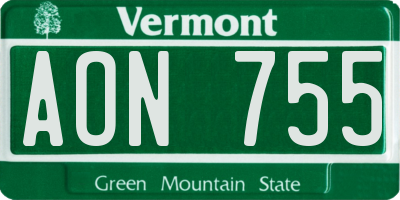 VT license plate AON755