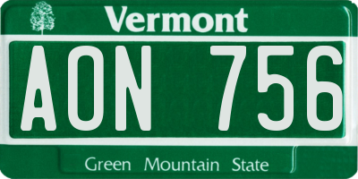 VT license plate AON756