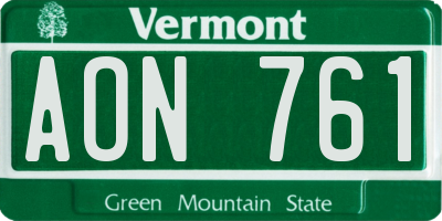 VT license plate AON761