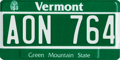 VT license plate AON764