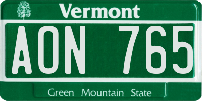 VT license plate AON765