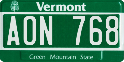 VT license plate AON768