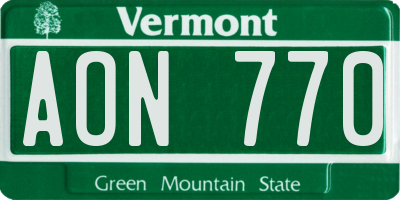 VT license plate AON770
