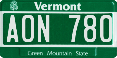 VT license plate AON780