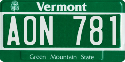 VT license plate AON781