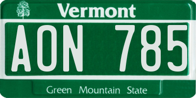 VT license plate AON785