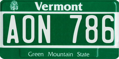 VT license plate AON786