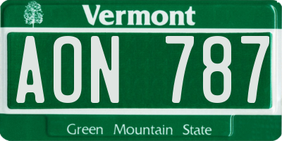VT license plate AON787