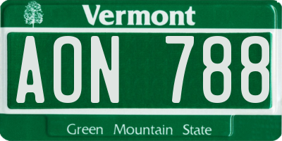 VT license plate AON788