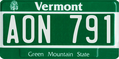 VT license plate AON791
